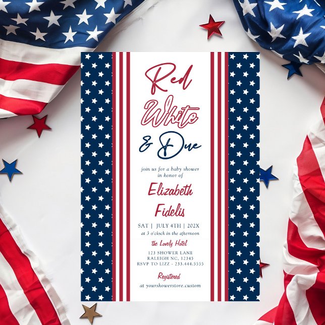 Red White & Due Stars 4th of July Baby Shower Invitation (Creator Uploaded)