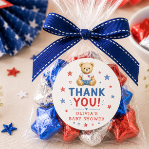 Red White & Due Thank You Favour Sticker