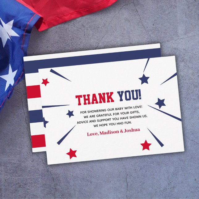 Red White Due Themed 4th Of July Baby Shower Thank You Card (Red White Due Themed 4th Of July Baby Shower Thank You Card
)