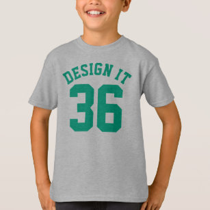 Red White & Emerald Green Kids   Sports Jersey T-Shirt