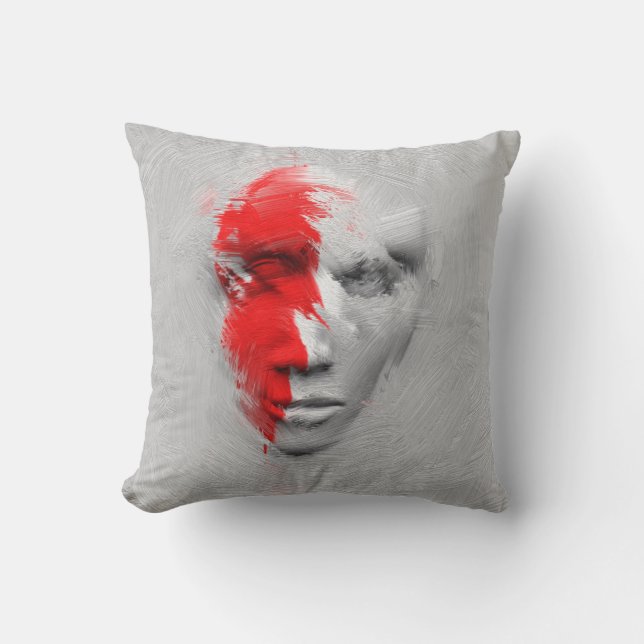 Red white face cushion (Front)
