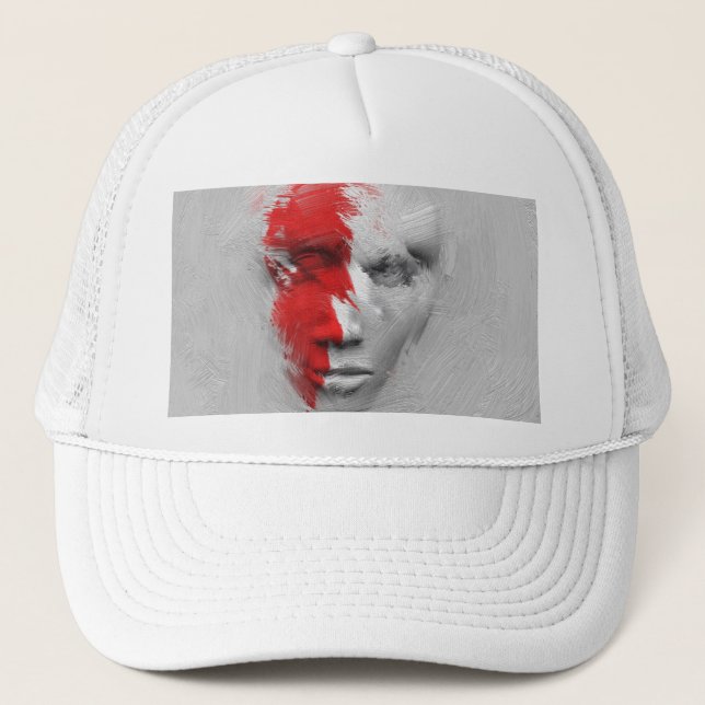 Red white face trucker hat (Front)