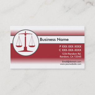 Red white fade law justice scales business cards