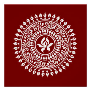 Red & White Festive Rangoli Poster