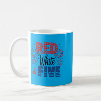 Red White Five 5th Birthday 4th Of July Coffee Mug