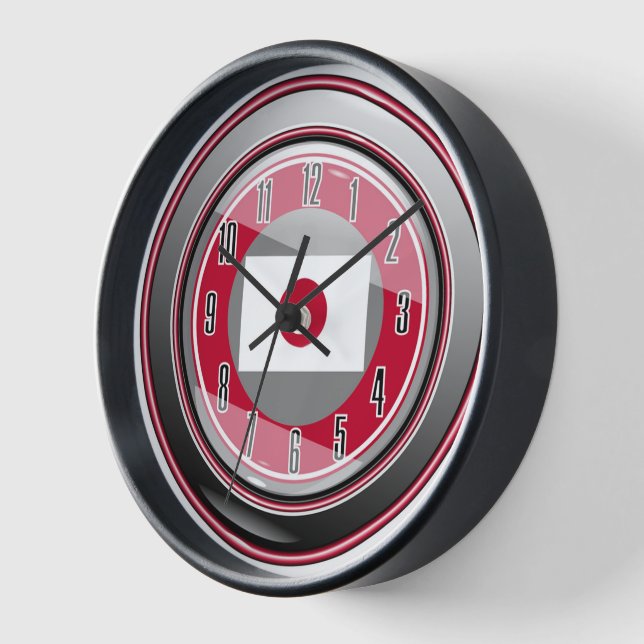Red White Flag of Japan Clock (Angle)