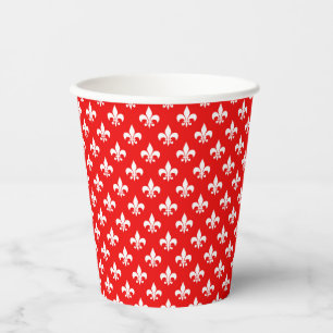 Red White Fleur-de-lis Paper Cups