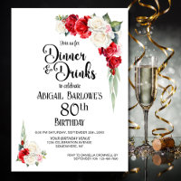 Red White Floral Dinner and Drinks 80th Birthday
