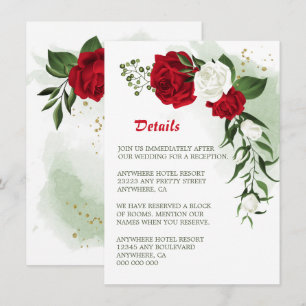 red white floral greenery details enclosure card