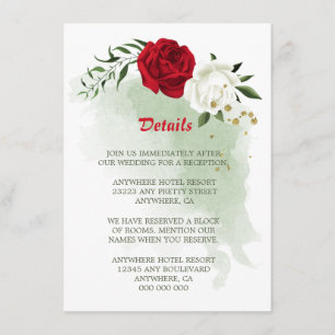 red white floral greenery details enclosure card