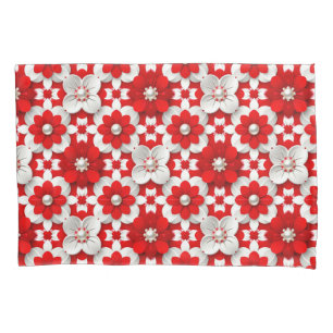 Red White Floral Pattern For Home Decor Style Pillowcase