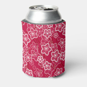 red white floral rustic fashion pattern retro can cooler