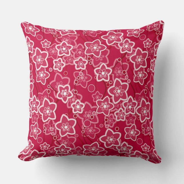 red white floral rustic fashion pattern retro cushion (Front)