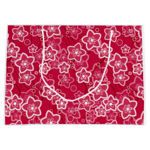 red white floral rustic fashion pattern retro large gift bag