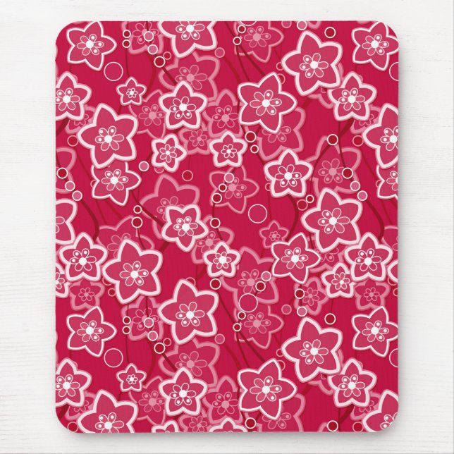 red white floral rustic fashion pattern retro mouse pad (Front)
