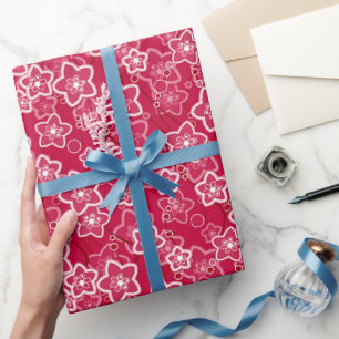 red white floral rustic fashion pattern retro wrapping paper