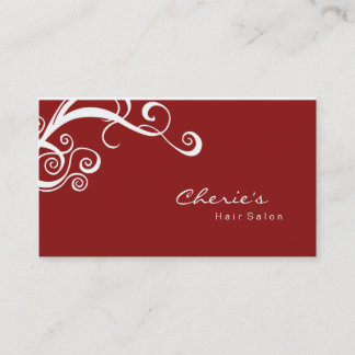 Red White Floral Swirls business card