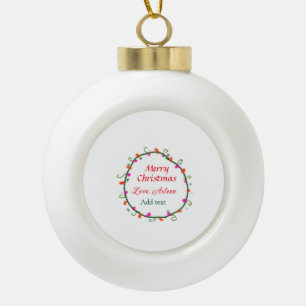 red white floral watercolor wreath merry Christmas Ceramic Ball Christmas Ornament