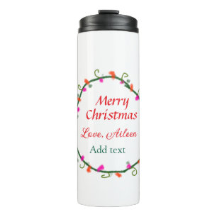 red white floral watercolor wreath merry Christmas Thermal Tumbler