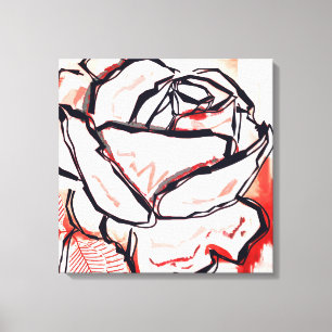 Red White Flower Abstract Colourful Rose Home Deco Canvas Print