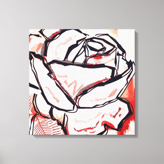 Red White Flower Abstract Colourful Rose Home Deco Canvas Print (Front)