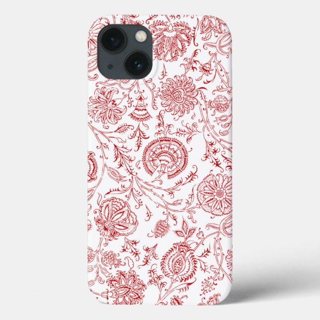 Red & White Flower Pattern Case-Mate iPhone Case (Back)