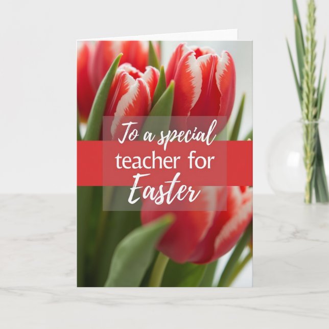 Red White Flower Thank You Card (Front)