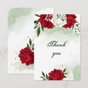 red & white flowers greenery thank you card