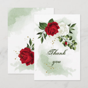 red & white flowers greenery thank you card