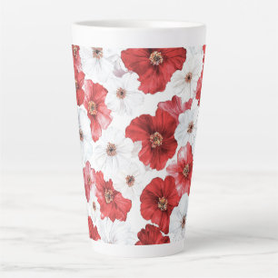 Red White Flowers  Latte Mug