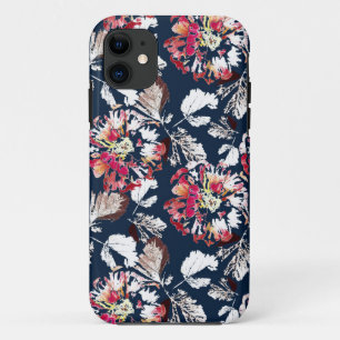 Red, white flowers on blue. Case-Mate iPhone case