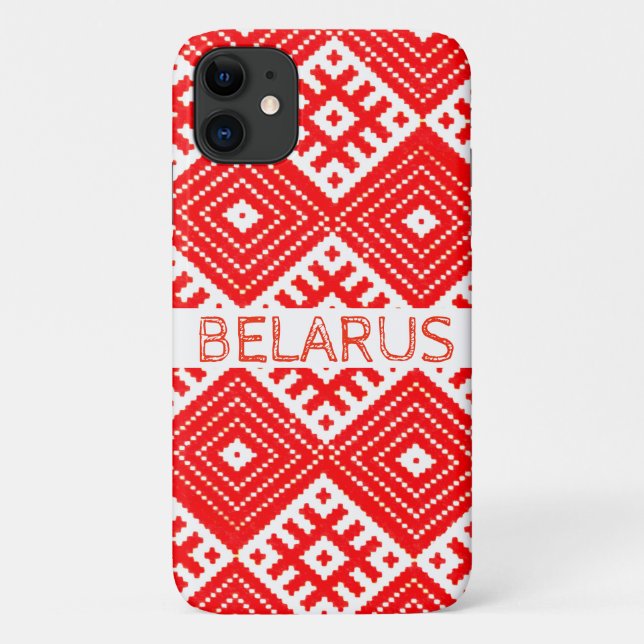 Red White Folk Pattern Belarus iPhone 11 Case (Back)