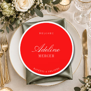 Red White Formal Round Wedding Guest Place Programme