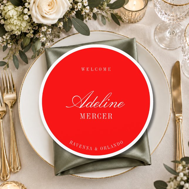Red White Formal Round Wedding Guest Place Programme (Creator Uploaded)