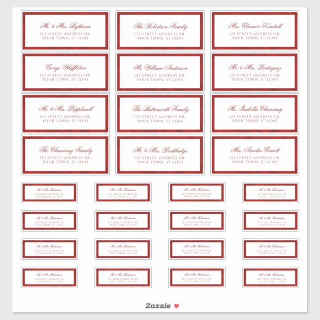  Red White Frame Mixed Guest Address Labels (Sheet)