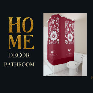 red & white french Elegant Chinoiserie Shower Curtain