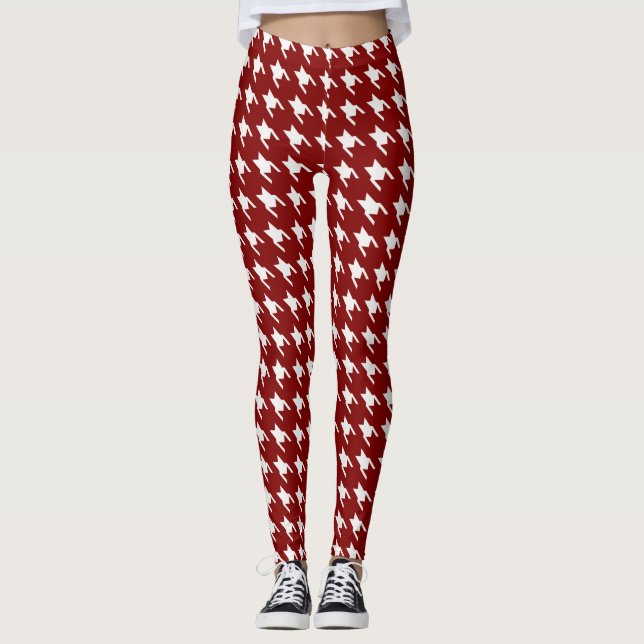 Red/White Geometric Women's Leggings (Front)