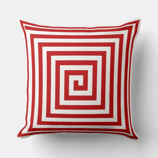 Red & White Geometrics Solid Reverse  Cushion (Front)