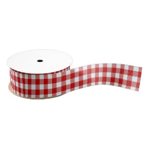 Red & White Gingham 1.5 Inch Grosgrain Ribbon