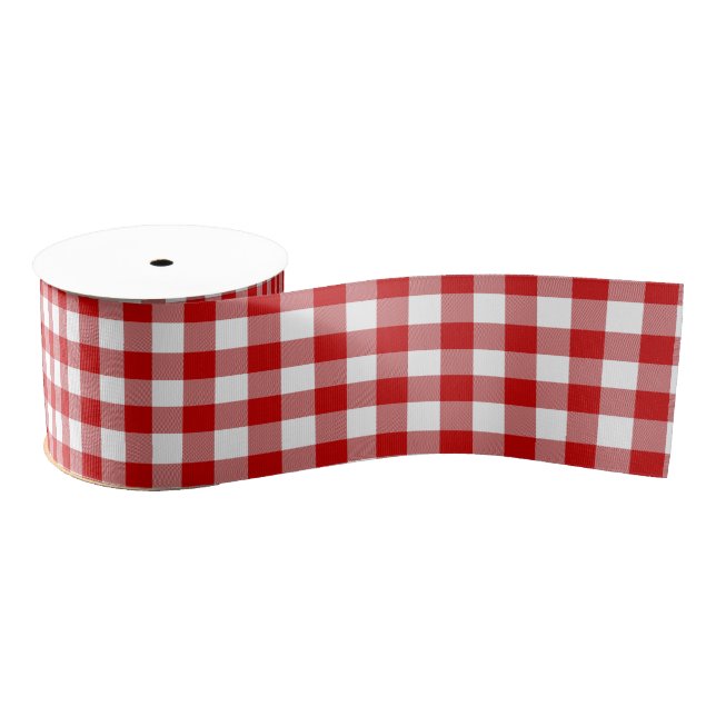 Red & White Gingham 3 Inch Grosgrain Ribbon (Spool)
