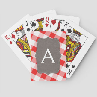 Red & White Gingham Canvas Playing Cards