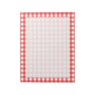 Red White Gingham Check Pattern Notepad