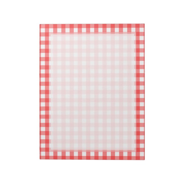 Red White Gingham Check Pattern Notepad (Rotated)