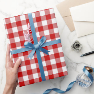 Red & White Gingham Check Wrapping Paper
