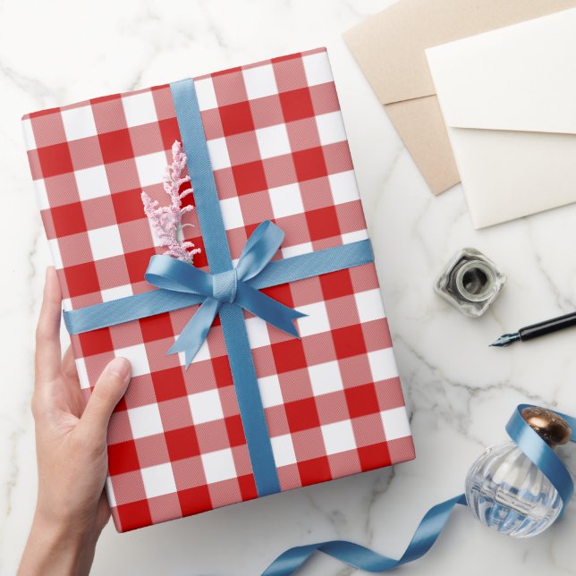 Red & White Gingham Check Wrapping Paper (Gifting)