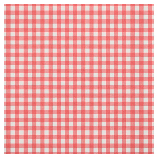 Red White Gingham Classic Check Pattern Fabric (Swatch)