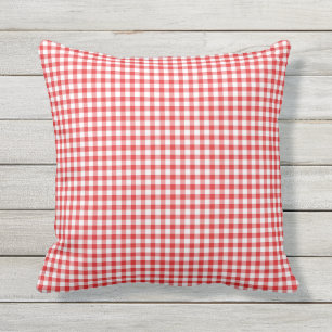 Red White Gingham Pattern Chequered Cushion