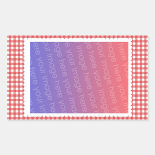 Red White Gingham Pattern Photo Template Sticker