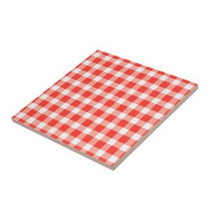 Red White Gingham Pattern Tile