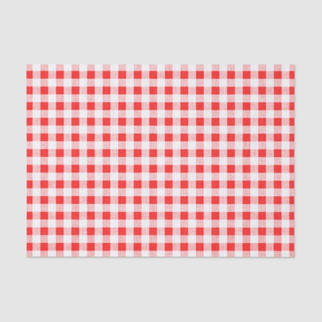 Red White Gingham Pattern Tissue Paper (Front)